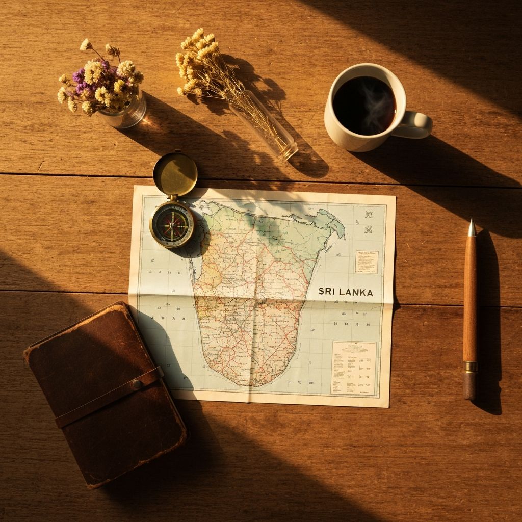 Travel planning setup with a map and journal
